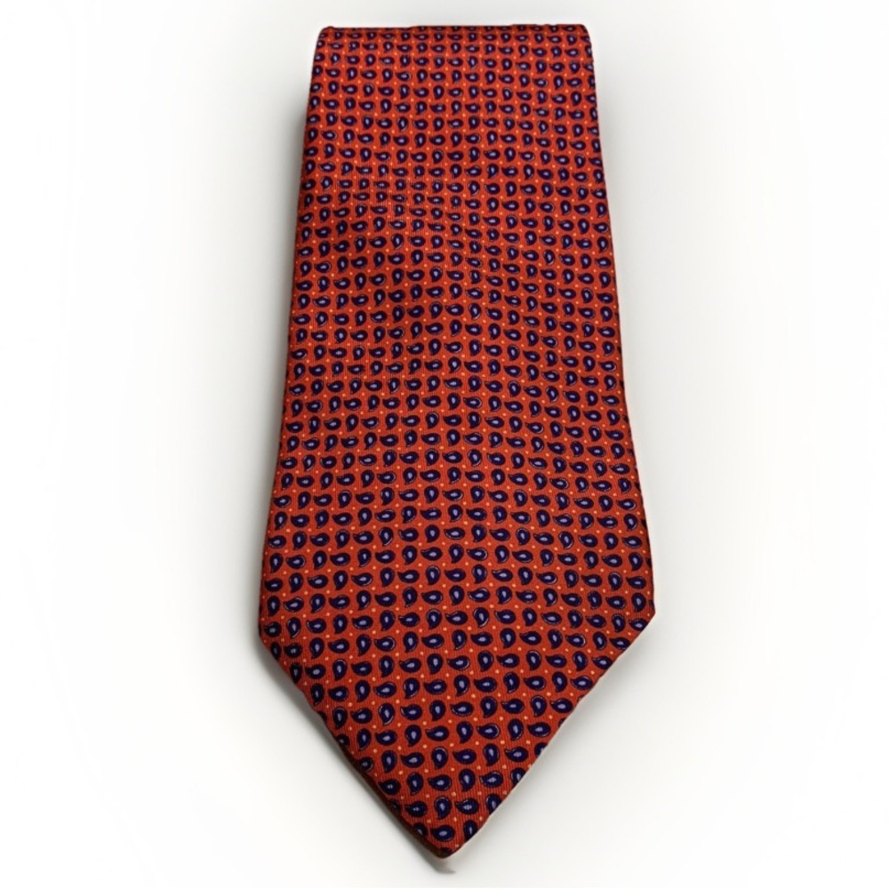 Robert Talbott for Nordstrom Silk Tie Red Blue Paisley Made in USA Classic Width